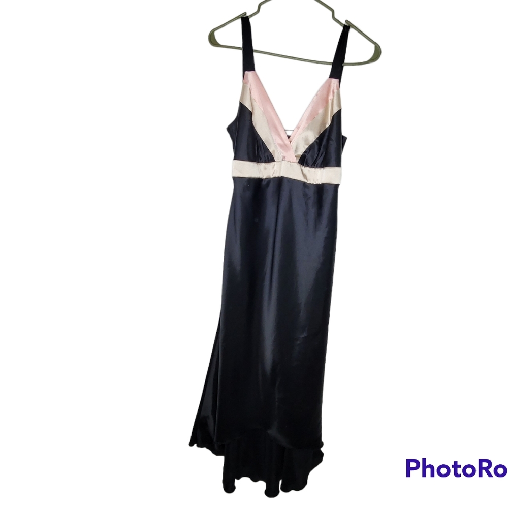 Charlotte Russe Black Satin Slip Dress High-Low